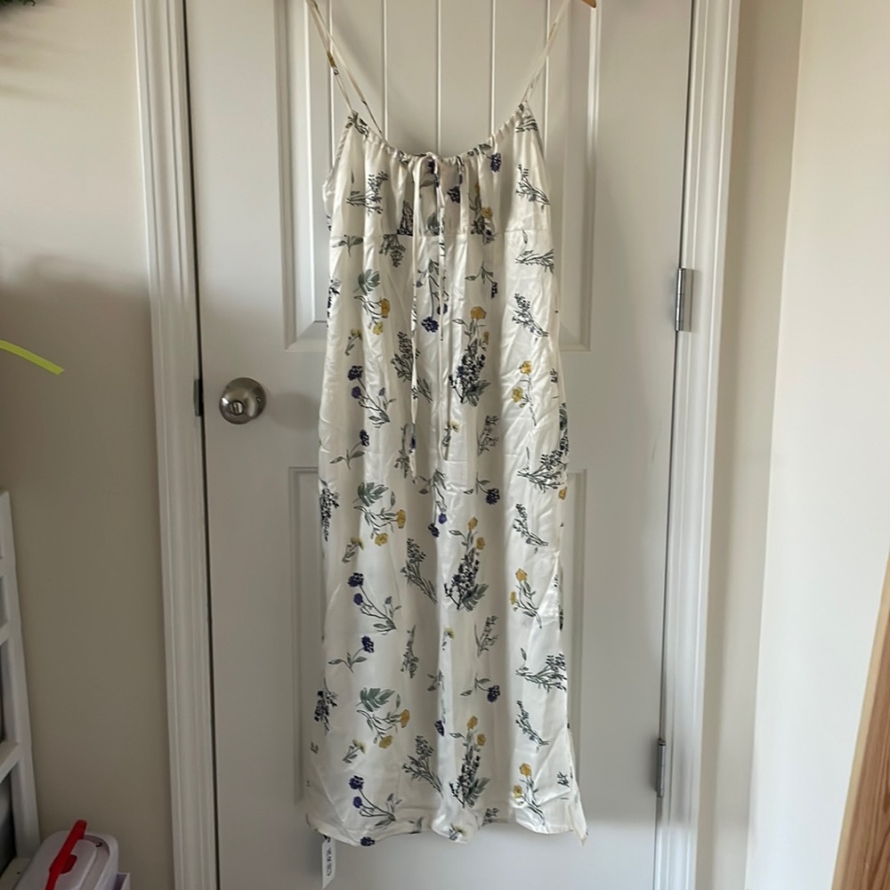 Floral Silky Slip Dress w/slit